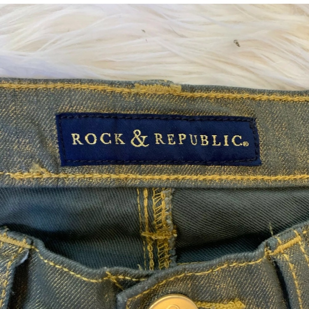 ROCK REPUBLIC Gold Coated Berlin Skinny Jeans - Picture 4 of 5